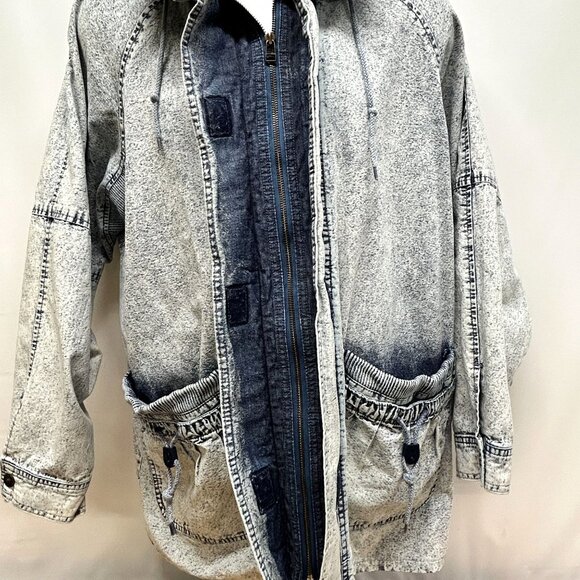 Vintage Acid Wash Denim Jacket East West by The Panda Group Oversized Sz Medium - Picture 3 of 16